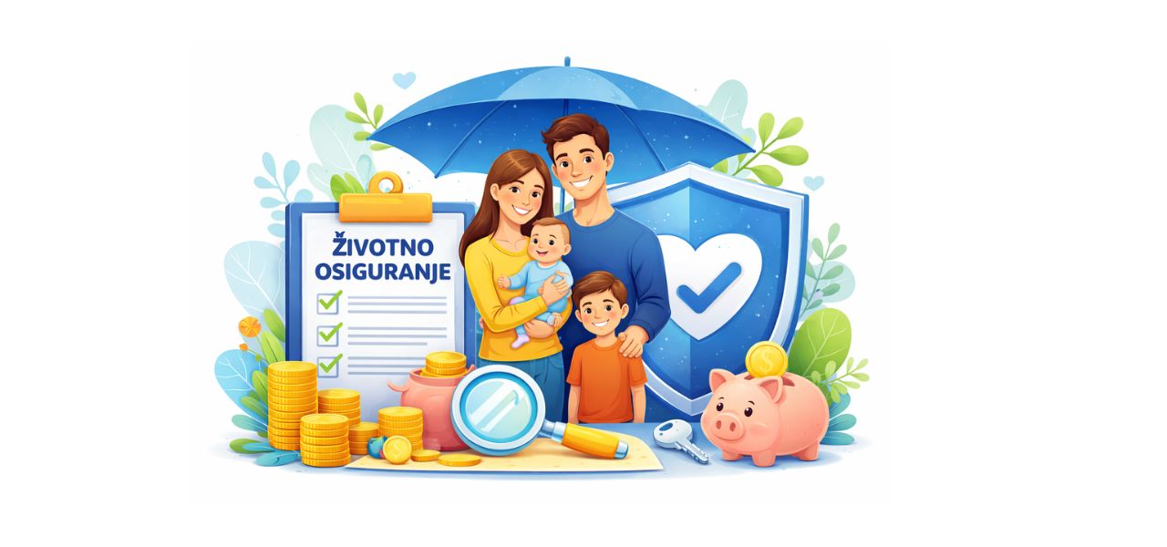 Ilustracija porodice i reprezentacija životnog osiguranja