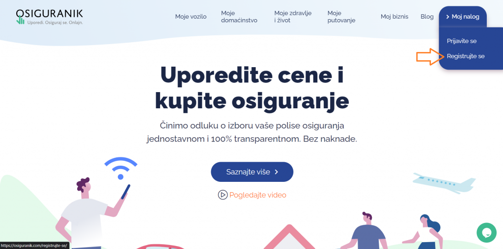 Početna stranica sajta Osiguranik.com