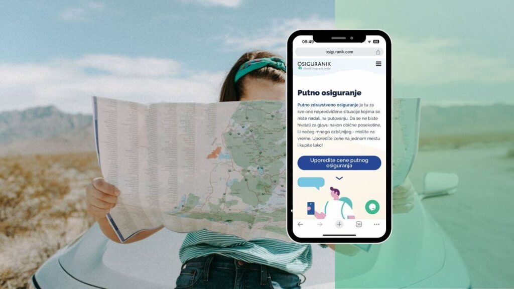 Vizual, prikaz stranice putnog osiguranja na sajtu Osiguranik 