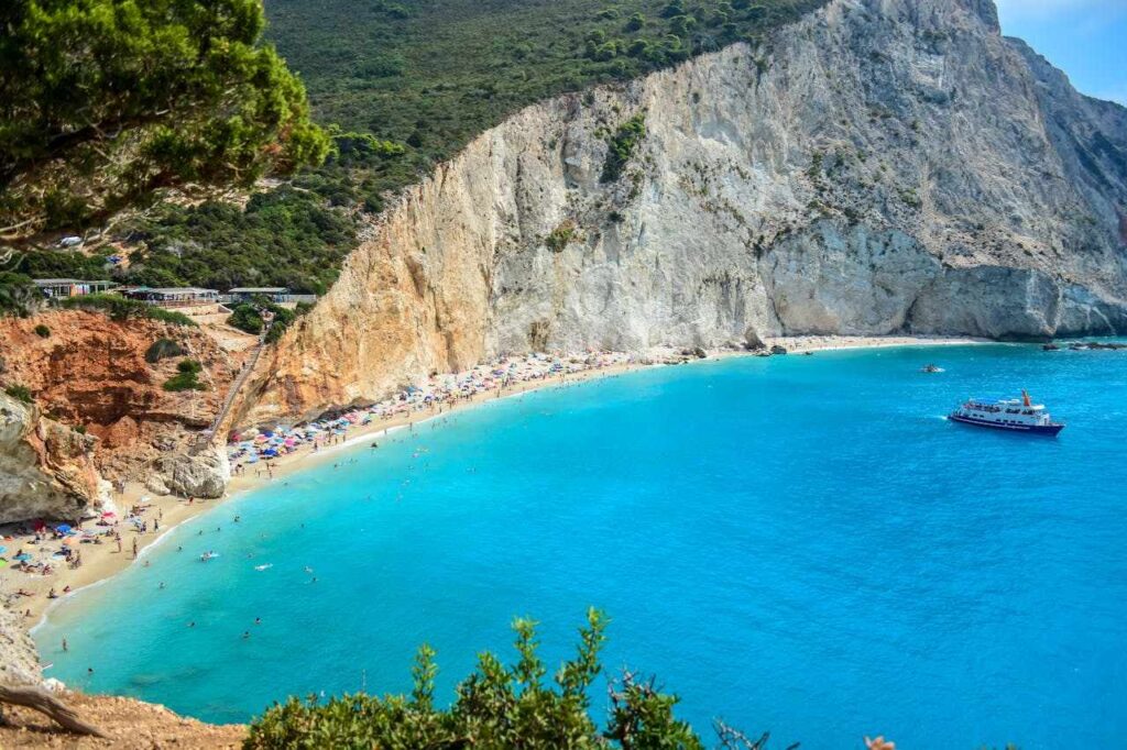 Plaža Porto Katsiki na Lefkadi, uslikana sa vidikovca