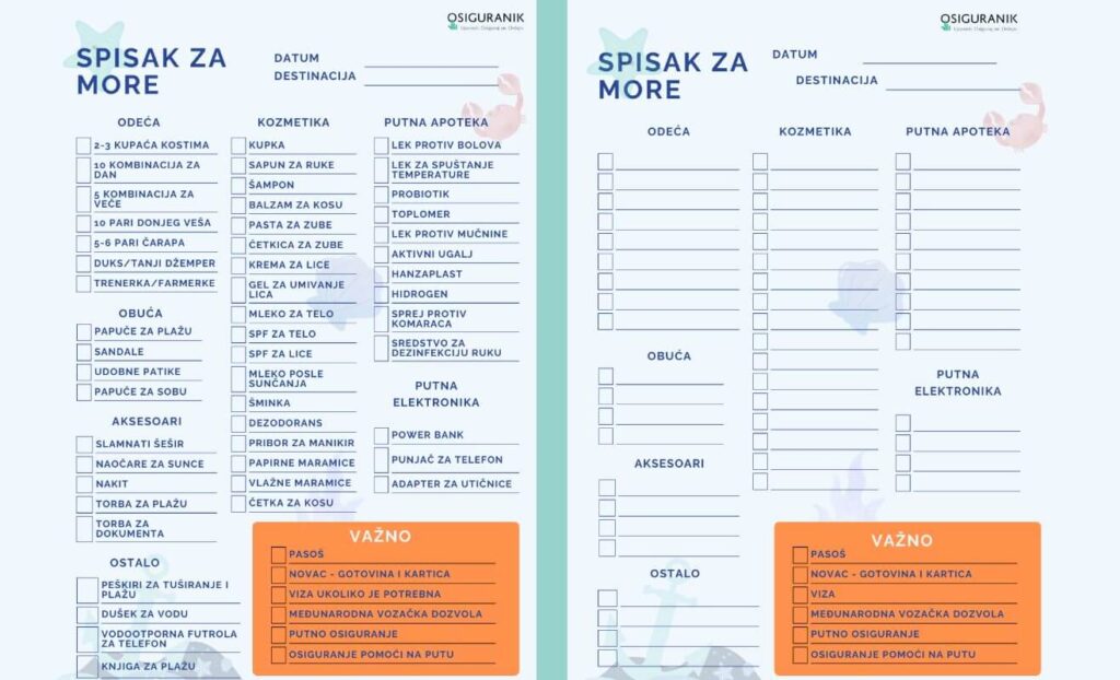 Prazan i popunjen spisak za more, prikaz PDF file-a