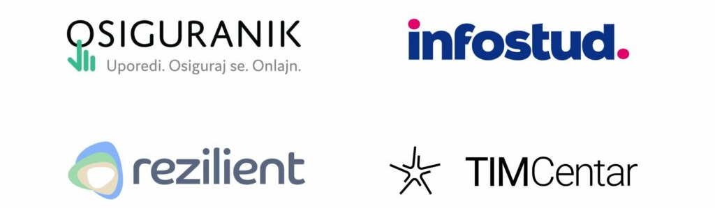 Logotipi: Osiguranik, Infostud, Rezilient i Tim centar