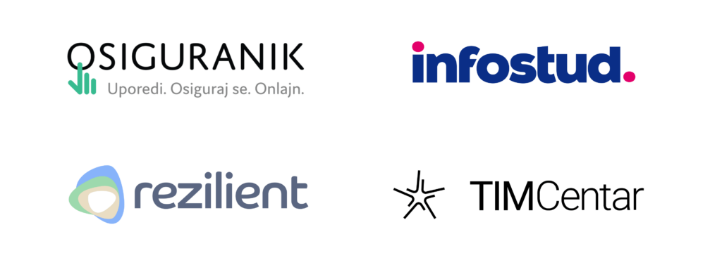 Logotipi: Osiguranik, Infostud, Rezilient i Tim Centar